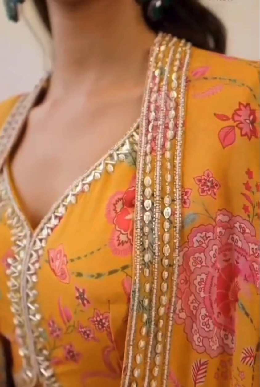Floral cape sharara